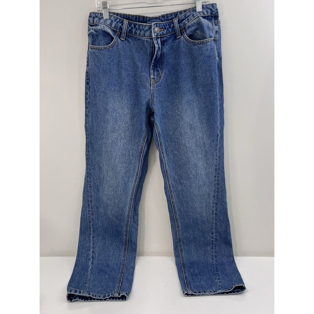 Future Collective Boyfriend Jeans Womens 12 Blue Mid Rise Denim Straight Leg